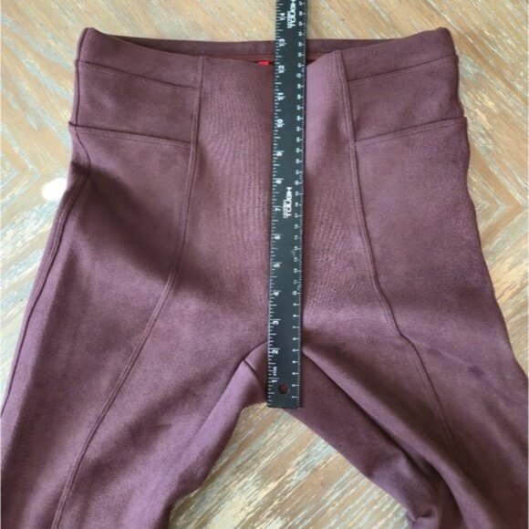 Spanx Faux Suede High-Waisted Leggings Tall Long S Brown Burgundy Soft Luxe - Picture 5 of 11